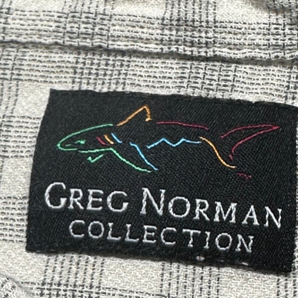 Greg Norman Collection Mens Grey Plaid Long Sleeve Shirt Large Cotton Blend - Picture 4 of 12